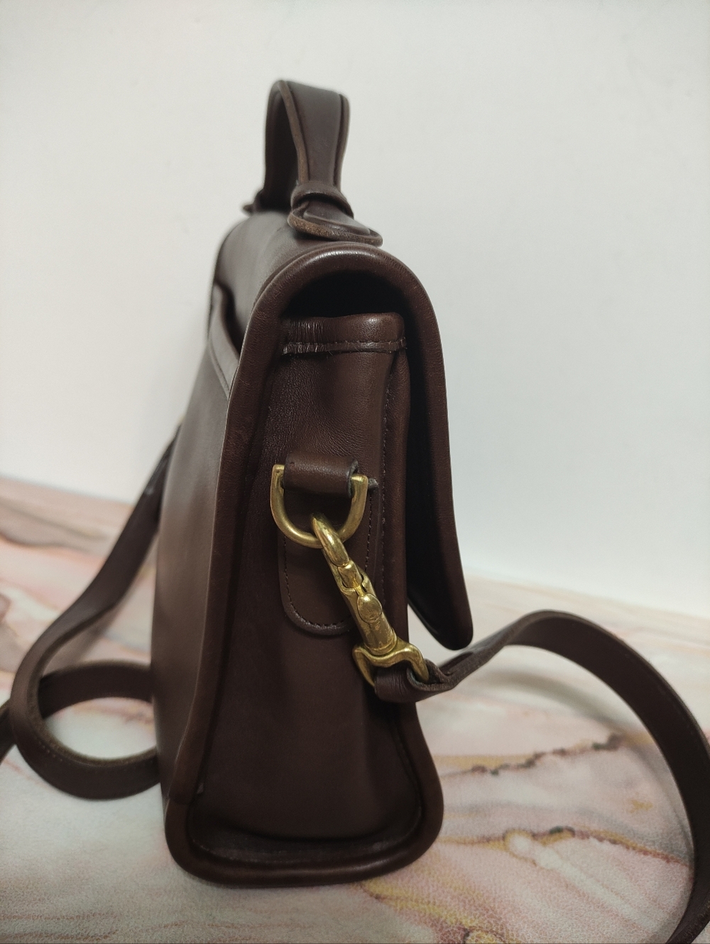 Vintage Coach 9870 Court Top Handle Leather Bag Mahogany Brown - Picture 4 of 12